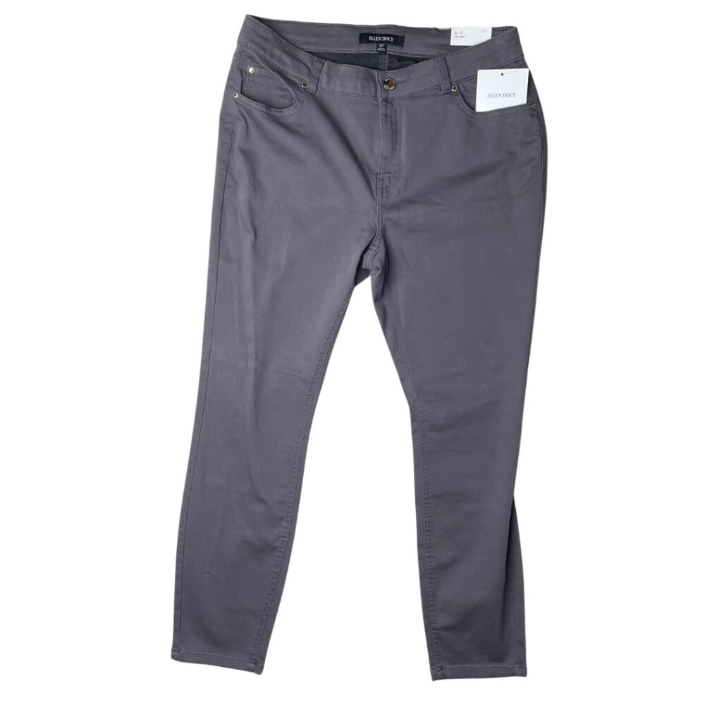 NWT Ellen Tracy Denim The Skinny Grey/Granite Jeans, 10